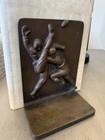 1920s-30s Ultra Rare Art Deco Bronze Football Player Bookends