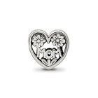 Reflection Beads Sterling Silver Antique Finish 2-sided Mom Floral Heart Bead