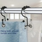 6 Pack Metal Shower Curtain Hooks Rings Double Glide Roller Set For Bathroom