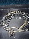 Silpada Multiple Strand Beaded Stretch Bracelet Hematite Glass Sterling Vintage