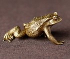 Brass Carved Toad Statue Frog Wealth Decor Chinese Feng Shui Figure