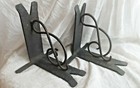 Hand Hammered Antique Rod Cast Iron Bookends Sculpture G Clef Musical Metal Art