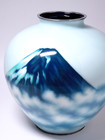 Japanese Vintage Wireless Cloisonne Enamel Mt  Fuji Vase Ando