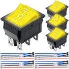 4pcs Rocker Switch 6pin 3position B 4pcs Yellow Led  3position On-off-on 