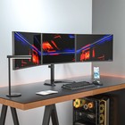 Triple Monitor Stand  Free Standing Three Lcd Monitor Fully Adjustable Desk M   