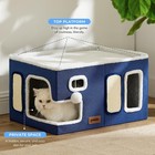 Extra-wide Cat House For Indoor Cats - Large Cat House For Pet With Fluffy Ba   
