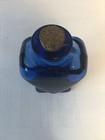 Vintage Cobalt Blue Glass Heart Shaped Bottle With Cork Stopper