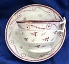 Antique 19th Century Tea Cup Bowl  saucer Set Purple Pearlwear Luster