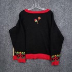 Holiday Time Ugly Christmas Sweater Women Xl Black Long Sleeve Feliz Navida