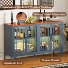 Lighted Buffet Sideboard Cabinet Wooden Tabletop Storage Cabinet W  Glass Doors