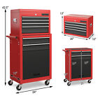 2 In 1 Rolling Cabinet Storage Chest Box Garage Toolbox Organizer
