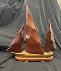 Vintage Wooden Sailboat Hand Carved Size 11x12 Inches