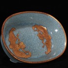 8  China Ancient Porcelain Song Dynasty Ru Kiln Ice Crack Gilt Narcissus Basin