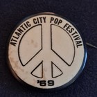 Original 1969 Atlantic City Pop Festival Promo Pin Button Janis Joplin Many More