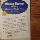 Vintage Manning Bowman Waffle Iron Model No  1664 New In Box