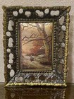 Vintage Art Deco Picture Bronze Brass Frame Wall Hanging Silk Screen Printing  4