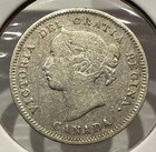 1885 5 Cents Canada Silver 5c Coin Queen Victoria Silver Fish Scale Nickel