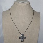 Silpada Sterling Silver Heavily Oxidized Hammered Cross Pendant Necklace N0732