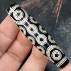 Rare Tibetan Buddhism Old Agate Dzi Inlaid Silver Wire 21 Eyes Bead 57mm Z0614