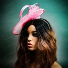 Light Pink Fascinator Hat With Flower Mesh Loops For Tea Party Wedding Derby