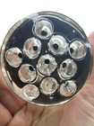 Vintage Clear Glass Flower Frog 11 Hole Round Floral Arranger 3    Footed  1  Tall