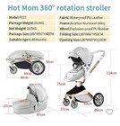 Hot Mom 2-in-1 Baby Stroller With A 360   Rotation Function And Pu Leather In   