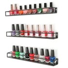 Set Of 3 Wall-mounted Black Metal Nail Polish And Essential Oils Display Shelves