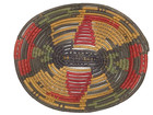 Vintage Pair Of Hand Woven Straw Coil Basket In Bright Colors
