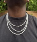 Men s Women s Real Solid 925 Sterling Silver Rope Chain Lobster Clasp 5mm 20-24 
