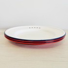 Vintage 1960s Taipro Little Red Wagon   Stars Enamelware Dinner Plates Lot Of 4