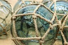 Japanese Glass Fishing Float Buoy W  Net 4 Balls Display Unused   3 9   162