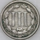 1866-p Three Cent Piece  Copper nickel Over 100 Years Old As Shown  sn02 