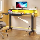 55 Inch Electric Standing Desk With Drawer Height Adjustable Desk W  Led Lights