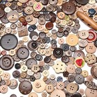 400 Mixed Vintage Wood Buttons For Crafts assorted Shapes Bulk Diy Sewing Wooden