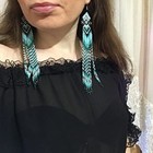 Tribal Earrings Native Large Boho American Seed Beads Handmade Multicolor