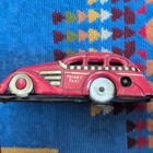 Vintage Tin Tricky Taxi Wind-up Toy Car Red Taxi Vehicle