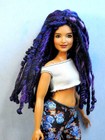 Barbie Doll Wig Size 4 Spun Wool Dreadlocks Ooak Custom  d-1 Purple Blue Black