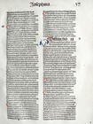 Decorative Rubricated Incunable Leaf Gerson Opera  e  - 1488