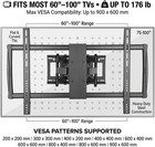 Heavy Duty Full Motion Tv Wall Mount 60-100  176lb Vesa 900x600 Tilt Swivel Exte