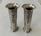 Pair Of Antique Chinese Export Silver Vases By Wang Hing   Co  C  1880-1920