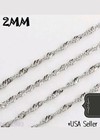 New  925 Stamped Sterling Silver Twist Chain Necklace 2mm 22 Inches Usa Seller