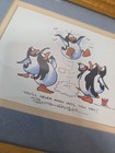 Robert Marble Lithograph Penguins Signed Framed Flap Custom Frame Collectible