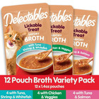 3 Box Hartz Delectables Savory Broths Lickable Wet Cat Treats Variety Pack