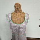 Vintage 60s Handmade Purple Floral Pinafore Grannycore Cottage Pockets Bib Apron