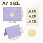 50pack Light Purple 5x7 Envelopes  A7 Envelopes With Cards Stickers