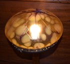 Antique Art Nouveau Table Lamp Loetz Iridescent Glass Shade 20  Tall Tiffany Era