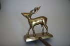 Vintage Brass Deer Reindeer Stocking Holder Long Arm Gold Finish Heavy 
