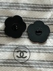 Authentic Chanel Black Camellia Shiny Metal Buttons 19mm   Set Of 2