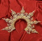 Gold Red Crown Headpiece Sunburst Design For Women Angels   Devils Costume