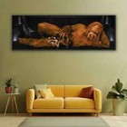Bigfoot With Raccoon - Unframed Canvas Print - 36  X 12  - Sasquatch At His Best